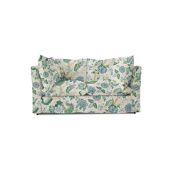 Coco 2 seater sofa with Knife Edge cushion in Kitty Blue Green - Made to order