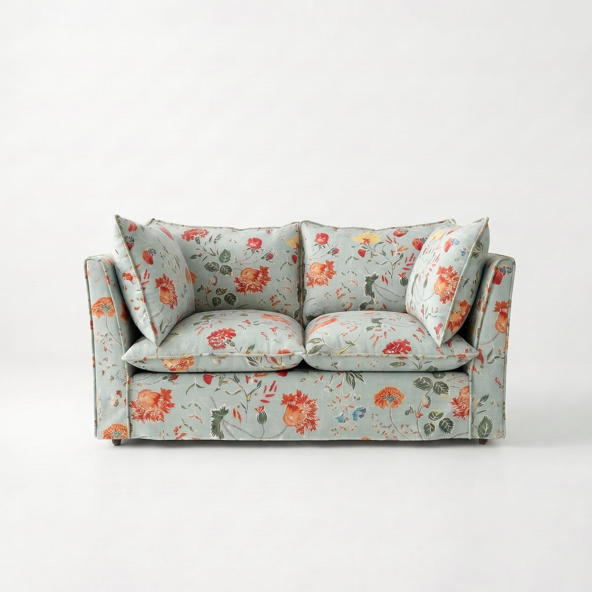 Coco 2 seater sofa with Self Piped Knife Edge cushion in Andrew Martin Wildwood Duck Egg - Made to order