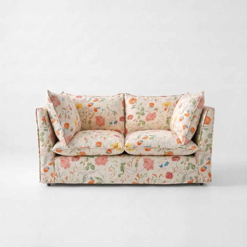 Coco 2 seater sofa with Self Piped Knife Edge cushion in Andrew Martin Wildwood Ivory - Made to order