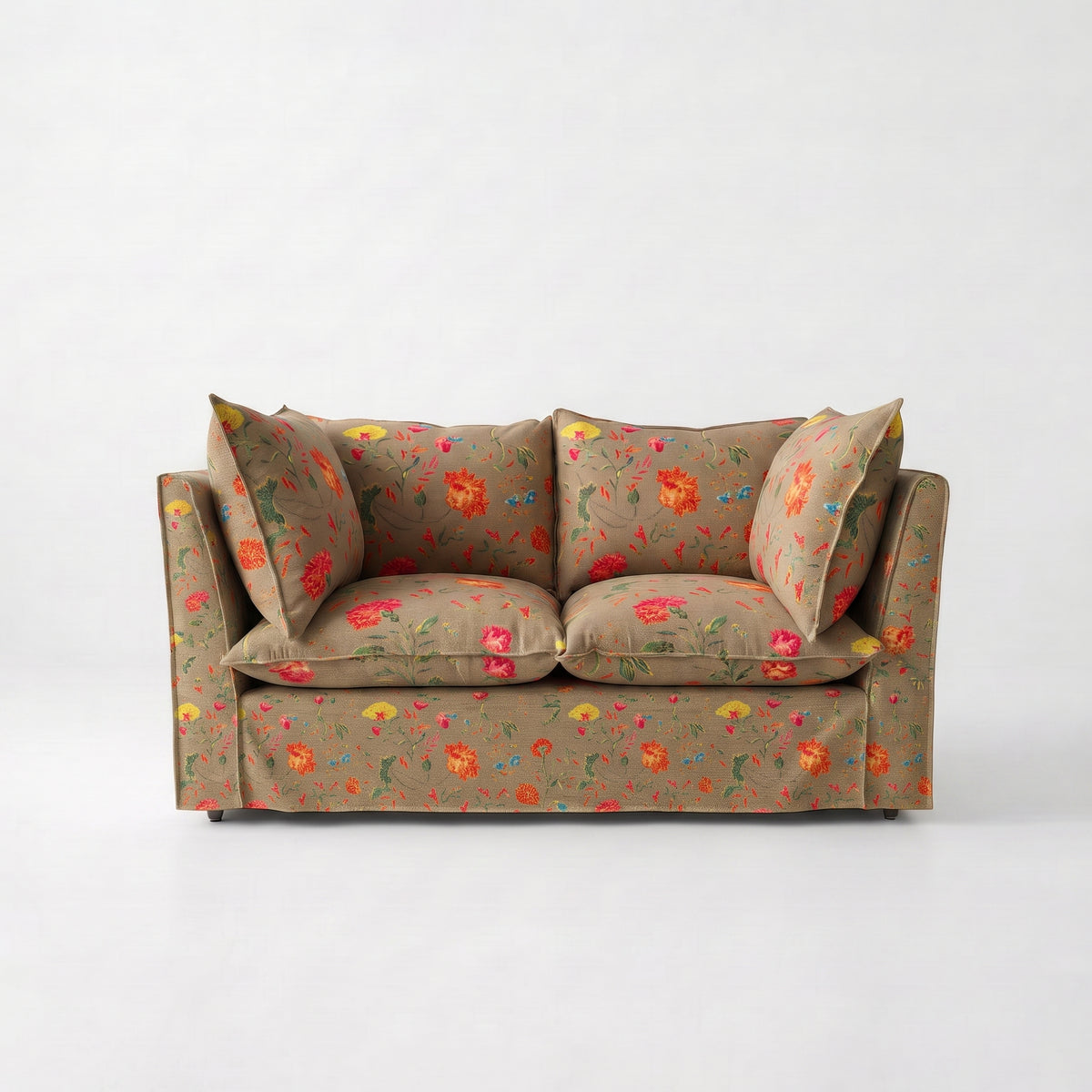 Coco 2 seater sofa with Self Piped Knife Edge cushion in Andrew Martin Wildwood Twig - Made to order