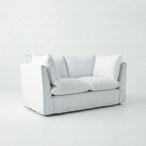Sophie Conran Coco 2 Seater with knife-edge cushions in Snow Drop - side