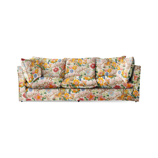 Coco 3.5 seater sofa with Self Piped Knife Edge cushion in GP & J Baker Magnolia Cream Blue - Made to Order