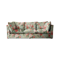 Coco 3.5 seater sofa with Knife Edge cushion in English Garden Grey Skies - Made to Order (Available for quick ship)
