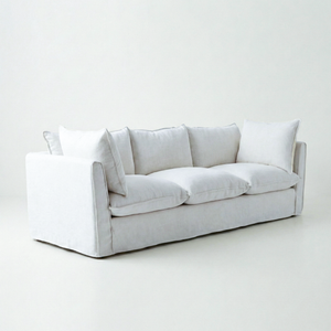 Sophie Conran Coco 3.5 Seater with knife-edge cushions in Snow Drop - side