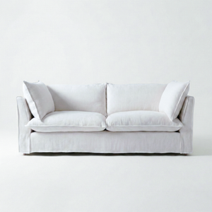 Sophie Conran Coco 3 seater sofa with knife-edge cushions in Snow Drop - front