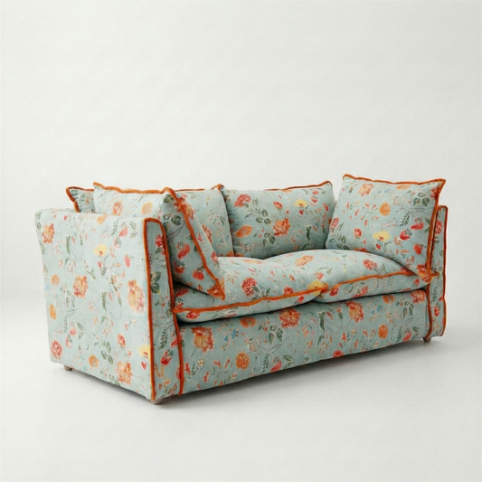 Coco 3 seater sofa with Knife Edge cushion in Wildwood Duck Egg - Made To Order