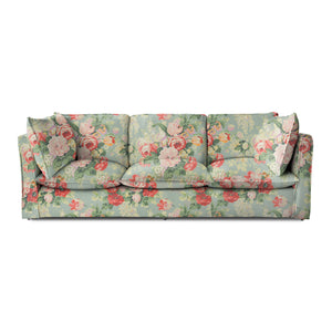 Coco 4 seater sofa with Knife Edge cushion in English Garden Grey Skies - Made to Order