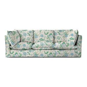 Coco 4 seater sofa with Knife Edge cushion in Kitty Blue Green - Made to Order