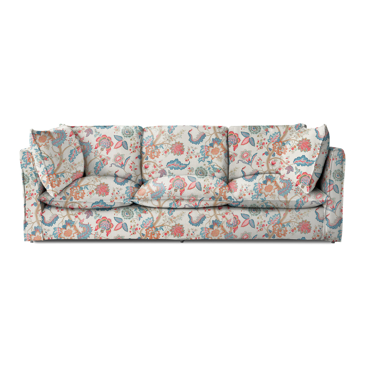 Coco 4 seater sofa with Knife Edge cushion in Kitty Indian Summer - Made to Order