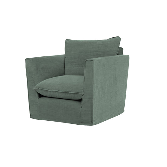 Coco Chair with Knife Edge Cushion in Mineral Linen - Made to Order