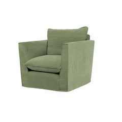 Coco Chair with Knife Edge Cushion in Moss Linen - Made to Order
