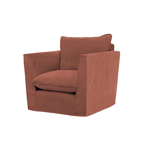 Coco Chair with Knife Edge Cushion in Sweet Briar Linen - Made to Order