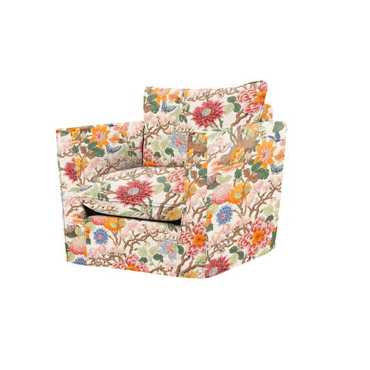 Coco Chair with Self Piped Knife Edge cushion in GP & J Baker Magnolia Cream Blue - Made To Order