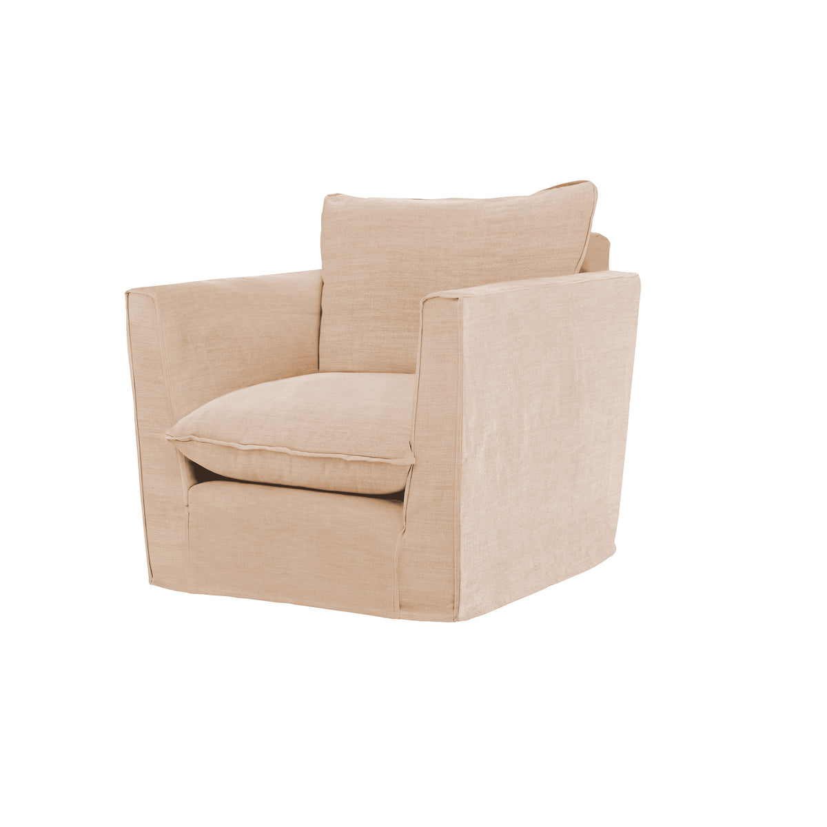 Coco Armchair with Knife Edge cushion in Cotton Linen Rosedale - Made To Order