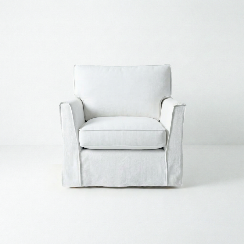 Coco Loose Cover Armchair with Box Edge cushions in Customer's Own Material - Made to Order
