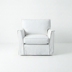 Coco Loose Cover Armchair with Box Edge cushions in Customer's Own Material - Made to Order