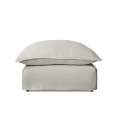 Coco Footstool with Self Piped Knife Edge cushion in Cotton Linen Cool Coconut - Made To Order