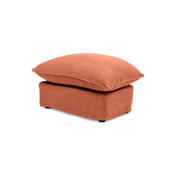 Coco Footstool with Knife Edge Cushion in Cayenne Linen - Made to Order