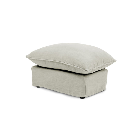 Coco Footstool with Knife Edge Cushion in Dove Linen - Made to Order