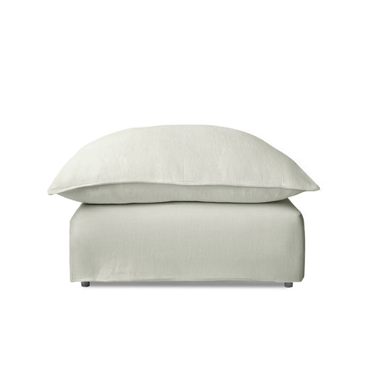 Coco Footstool with Knife Edge Cushion in Dove Linen - Made to Order