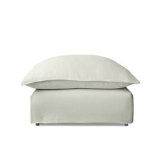 Coco Footstool with Knife Edge Cushion in Dove Linen - Made to Order