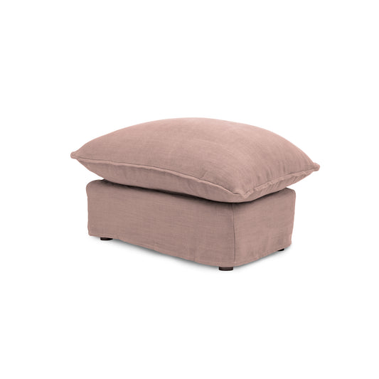 Coco Footstool with Knife Edge Cushion in Dusky Pink Linen - Made to Order