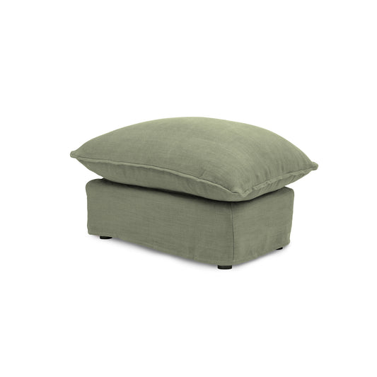 Coco Footstool with Knife Edge Cushion in Hemp Linen - Made to Order