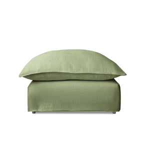 Coco Footstool with Knife Edge Cushion in Hemp Linen - Made to Order