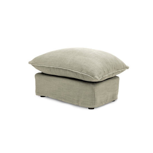 Coco Footstool with Knife Edge Cushion in Ivory Linen - Made to Order