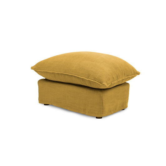 Coco Footstool with Knife Edge Cushion in Maize Linen - Made to Order