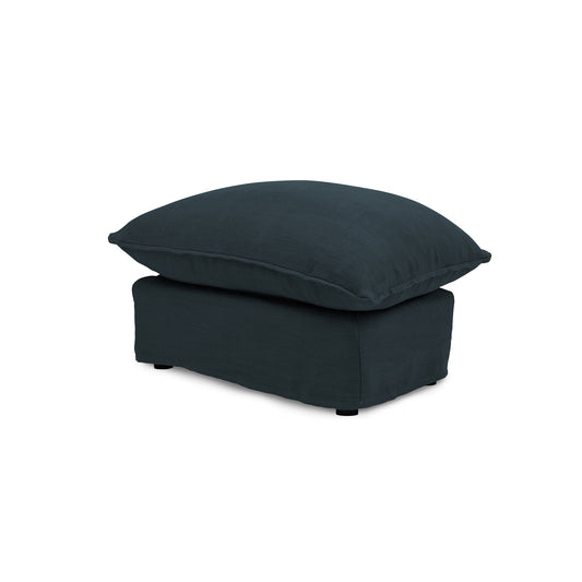 Coco Footstool with Knife Edge Cushion in Midnight Linen - Made to Order