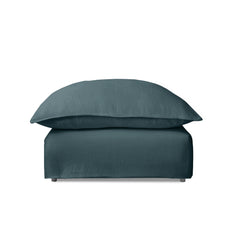 Coco Footstool with Knife Edge Cushion in Midnight Linen - Made to Order