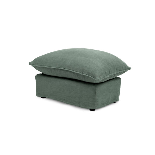 Coco Footstool with Knife Edge Cushion in Mineral Linen - Made to Order