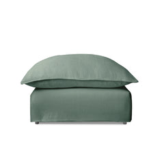 Coco Footstool with Knife Edge Cushion in Mineral Linen - Made to Order