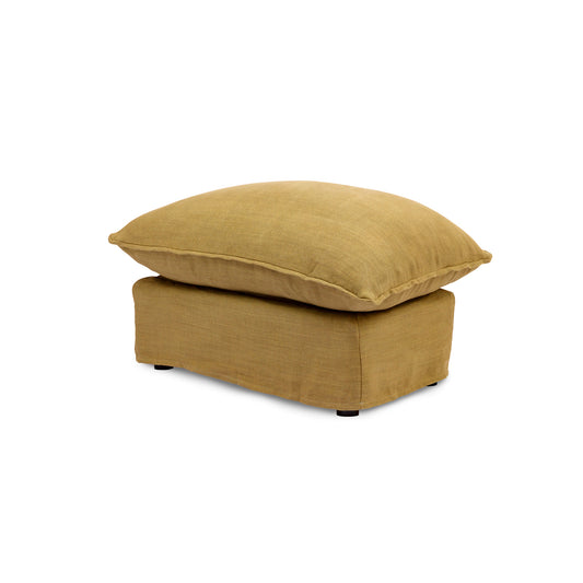 Coco Footstool with Knife Edge Cushion in Ochre Linen - Made to Order