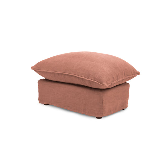 Coco Footstool with Knife Edge Cushion in Roseberry Linen - Made to Order