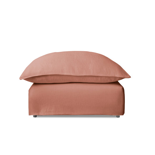 Coco Footstool with Knife Edge Cushion in Roseberry Linen - Made to Order