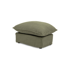 Coco Footstool with Knife Edge Cushion in Sage Linen - Made to Order