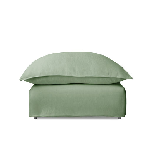 Coco Footstool with Knife Edge Cushion in Seagrass Linen - Made to Order