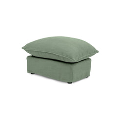 Coco Footstool with Knife Edge Cushion in Seagrass Linen - Made to Order