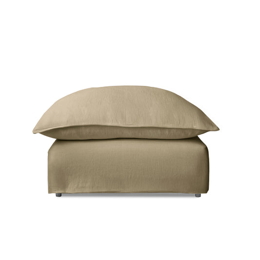 Coco Footstool with Knife Edge Cushion in Sisal Linen - Made to Order