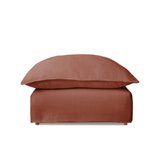 Coco Footstool with Knife Edge Cushion in Sweet Briar Linen - Made to Order