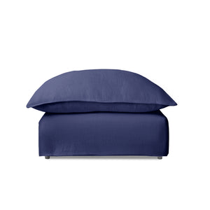 Coco Footstool with Self Piped Knife Edge cushion in Cotton Linen Inkspot - Made To Order