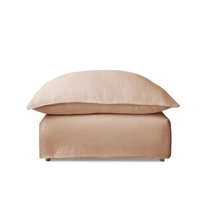 Coco Footstool with Self Piped Knife Edge cushion in Cotton Linen Rosedale - Made To Order
