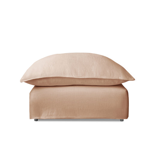 Coco Footstool with Self Piped Knife Edge cushion in Cotton Linen Rosedale - Made To Order