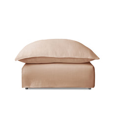 Coco Footstool with Self Piped Knife Edge cushion in Cotton Linen Rosedale - Made To Order