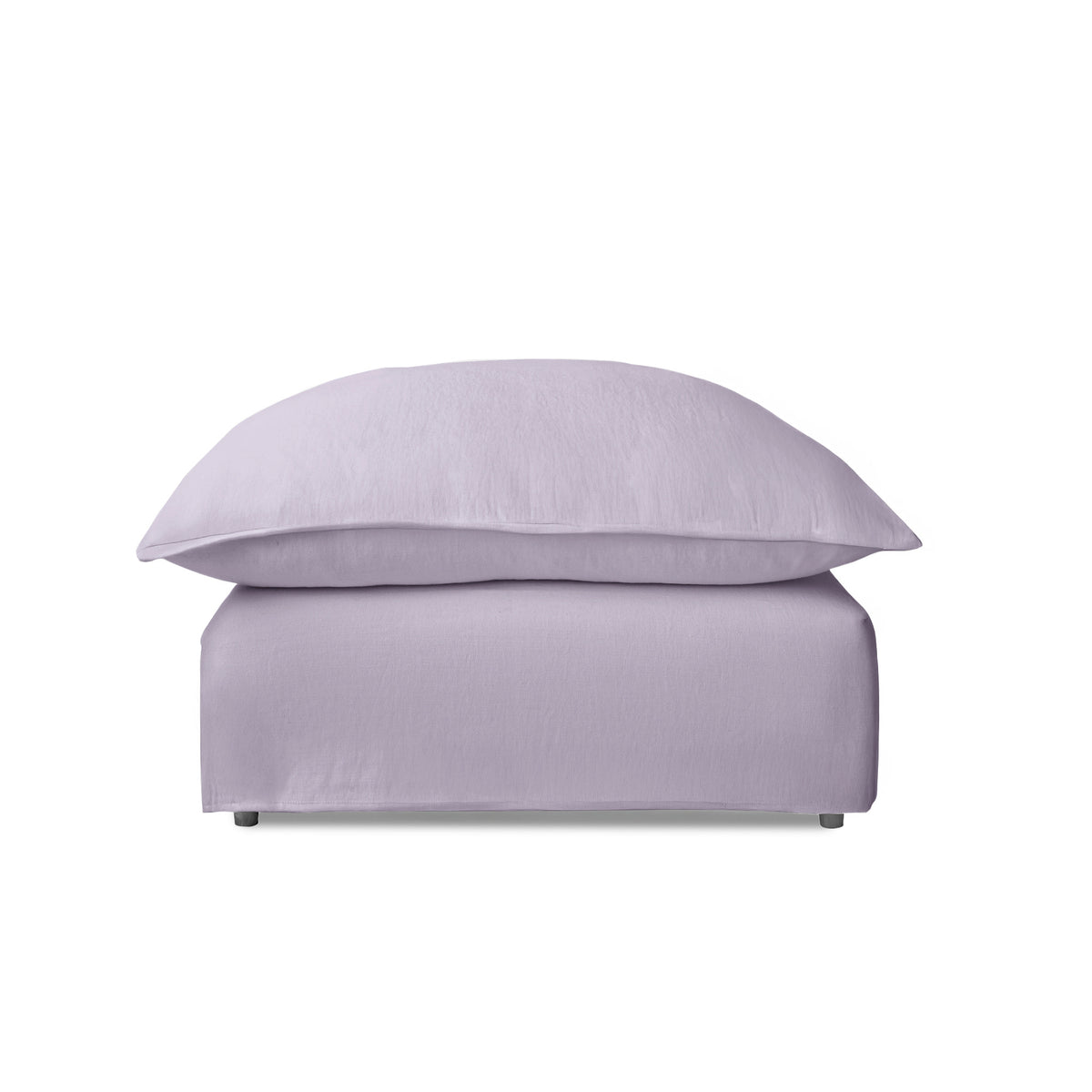 Coco Footstool with Self Piped Knife Edge cushion in Cotton Linen Sea Salt - Made To Order