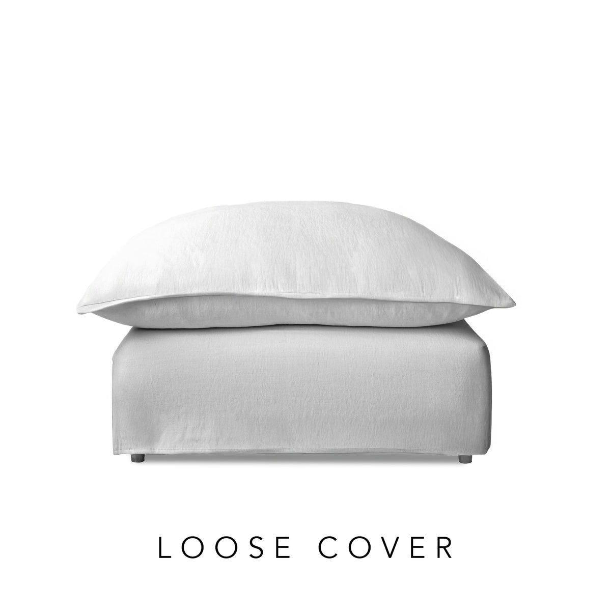 Coco Footstool with Self Piped Knife Edge cushion in Cotton Linen Snow Drop - Cover Only