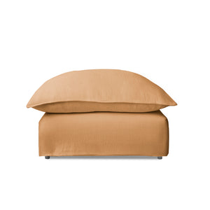 Coco Footstool with Self Piped Knife Edge cushion in Cotton Linen Sunflower - Made To Order