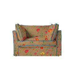 Coco Loveseat with Contrast Piped Box Edge cushions in Wildwood Twig - Made to order
